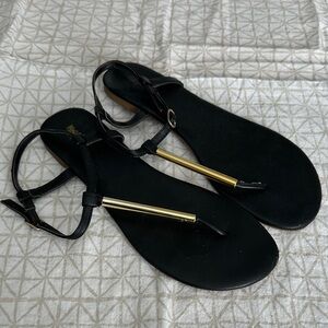 Mossimo Supply Co. Black Sandals with Gold Bar